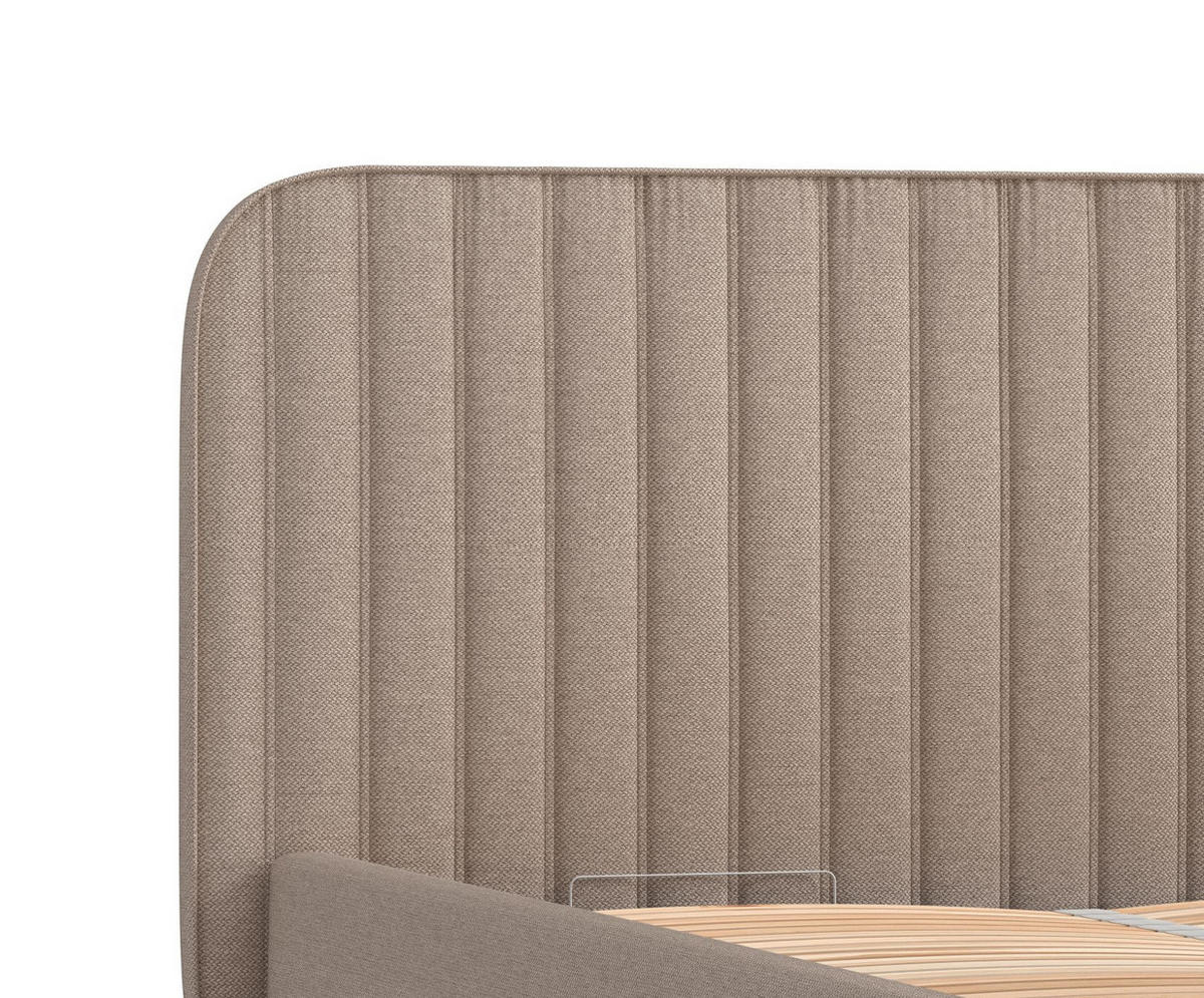 POLSTERBETT Noto Dunkelbeige 120/200 cm im Webstoff - Beige/Naturfarben, Holz/Holzwerkstoff (120/200cm) - Maison de Reve