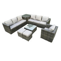 GARTENTISCHGRUPPE Polyrattan 9-Sitzer - Dunkelgrau, Metall - Fimous