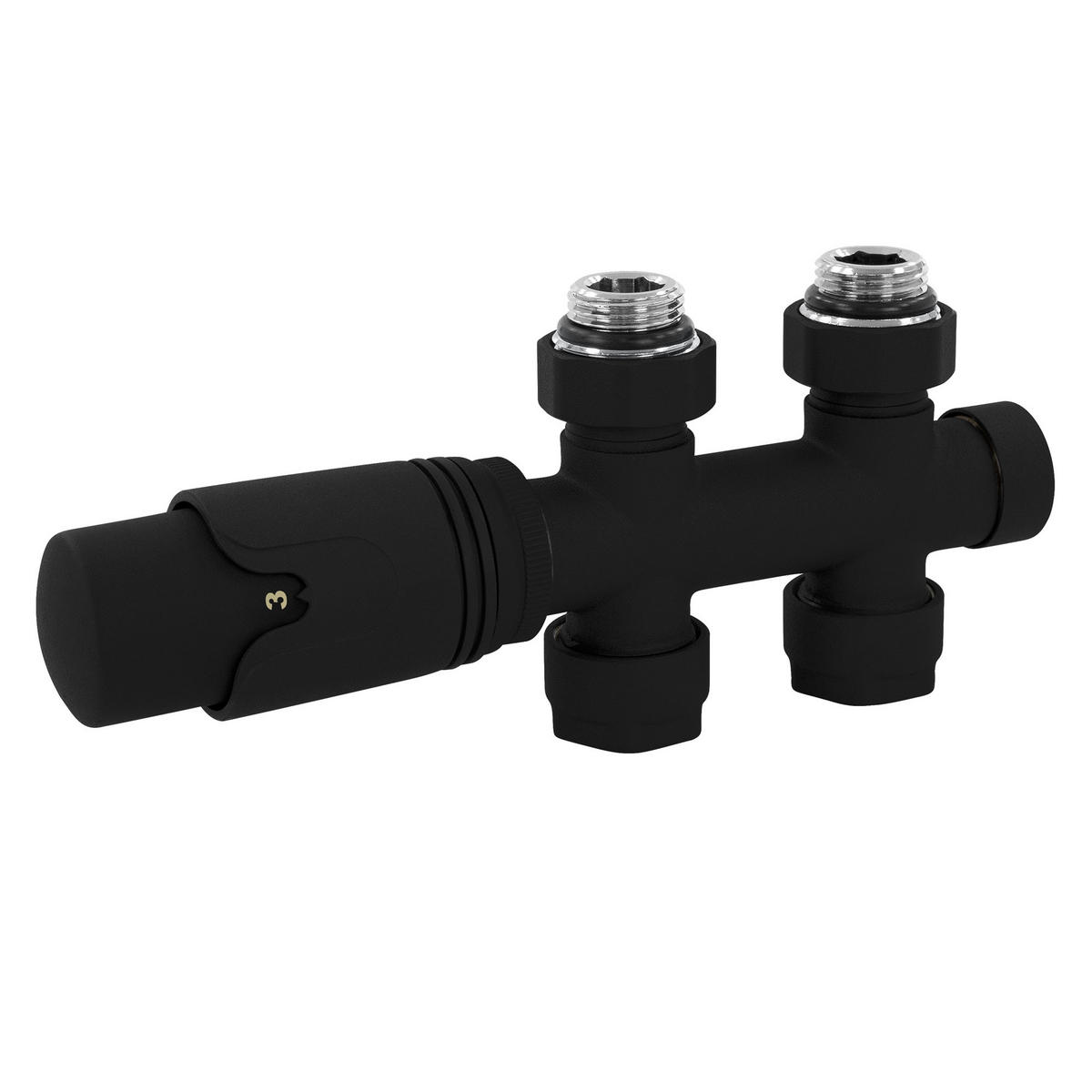 ANSCHLUSSGARNITUR Badheizkörper Schwarz - Schwarz, Metall - LuxeBath