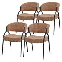 ESSZIMMERSTUHL 4er Set Küchenstühle gepolstert mit Webstoff-Bezug und Arm- und Rückenlehne Rot - Rot/Schwarz, Textil/Metall (54/81/65cm) - ML-DESIGN