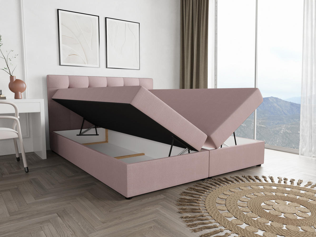 BOXBETT FADO 2 180x200, mit Matratze H3 und Topper, Cosmic 14 - Rosa, Holz/Kunststoff (180/200cm) - Bedante
