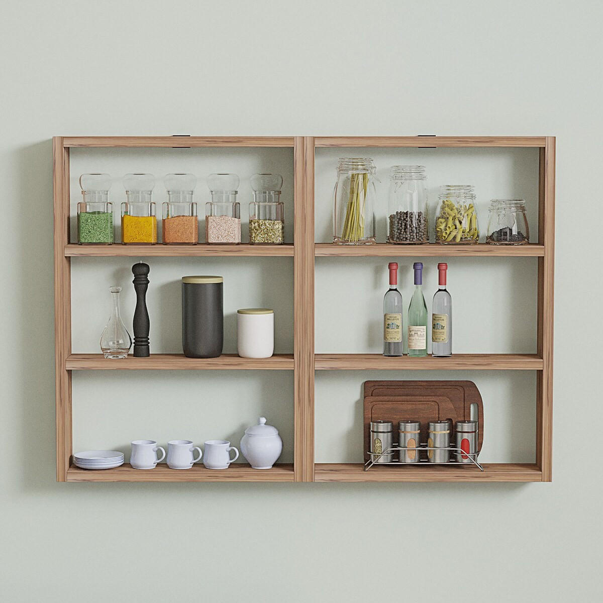 WANDREGAL mit 6 ablagen - joy 84,6/9/60 cm - Beige, Holzwerkstoff (9/60/84.6cm) - Calicosy