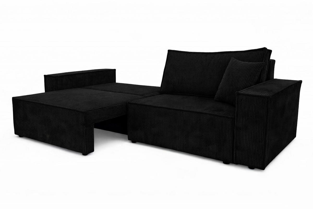 SOFA Mit Schlaffunktion Und Bettkasten, Cordstoff Poso, Schwarz, BEST SCORNER - Schwarz, Holz (245/83/90cm) - Kaiser Möbel