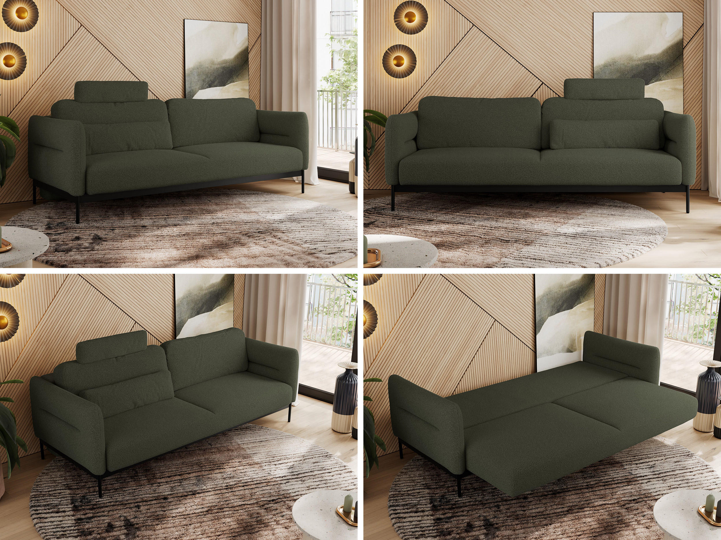 Thumbnail - MKS Sofa, Grün, Textil, 3-Sitzer, 221x82x101 cm, Oeko-Tex®, Wohnzimmer, Sofas & Couches, Sofas, 3-Sitzer Sofas