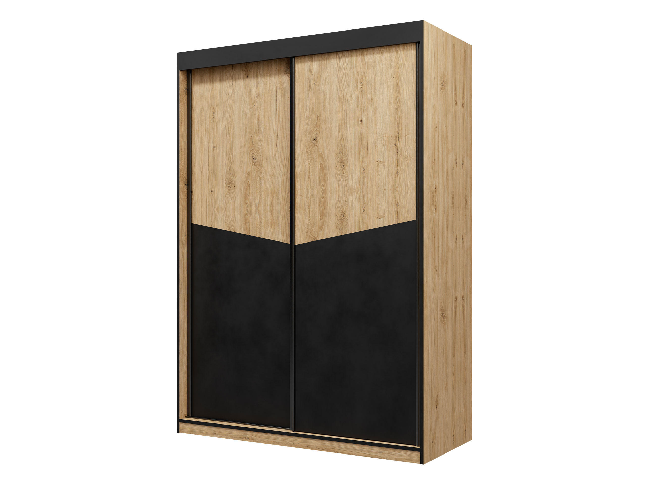 SCHIEBETÜRENSCHRANK Aston 02 - Eichefarben/Schwarz, Holzwerkstoff (150/215/65cm) - MIRJAN24
