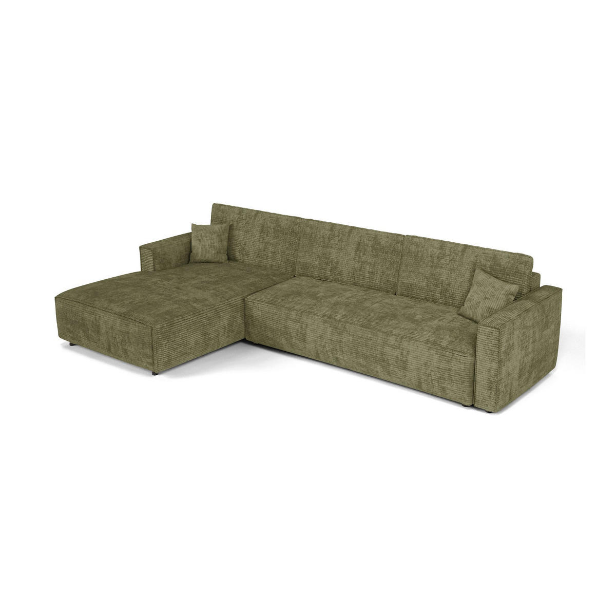 LINKSECK-SCHLAFSOFA mit Stauraum Cord Olivgrün 297cm - Olivgrün/Grün, Textil (297/167cm) - Premium Interiors