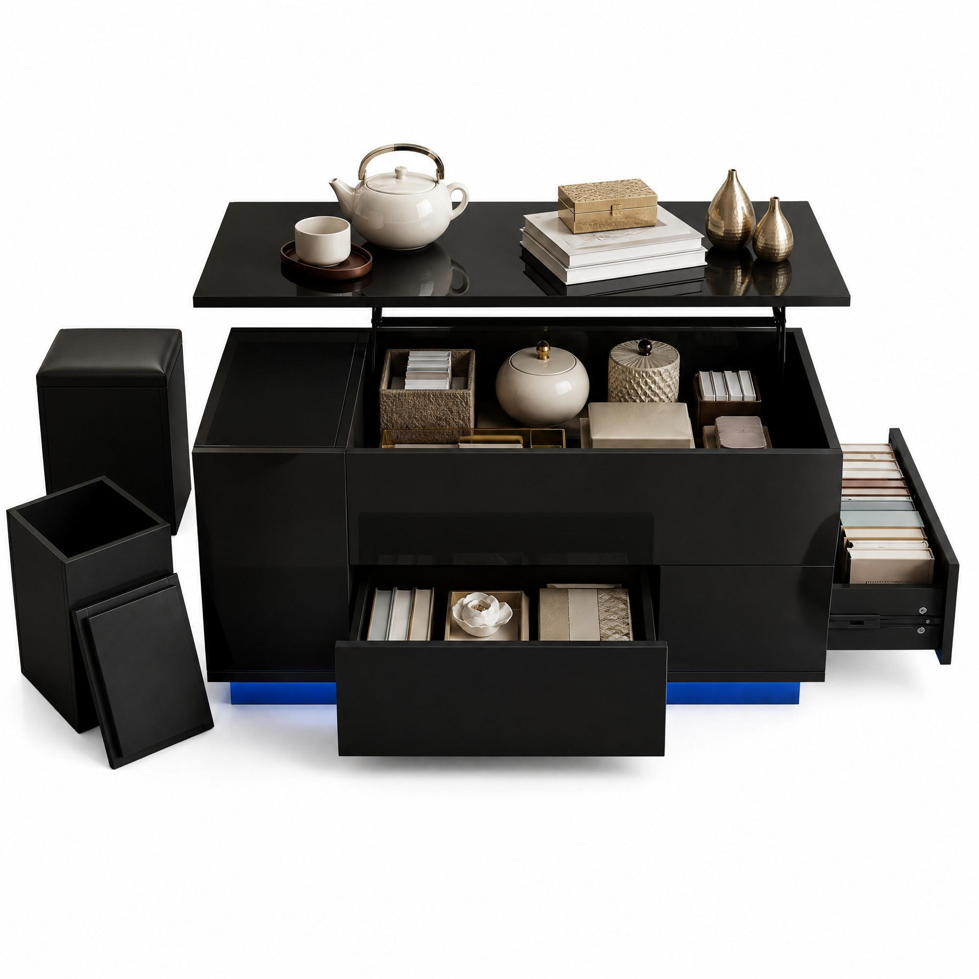 Ivmeu Couchtisch Schwarz 50x45x100 cm