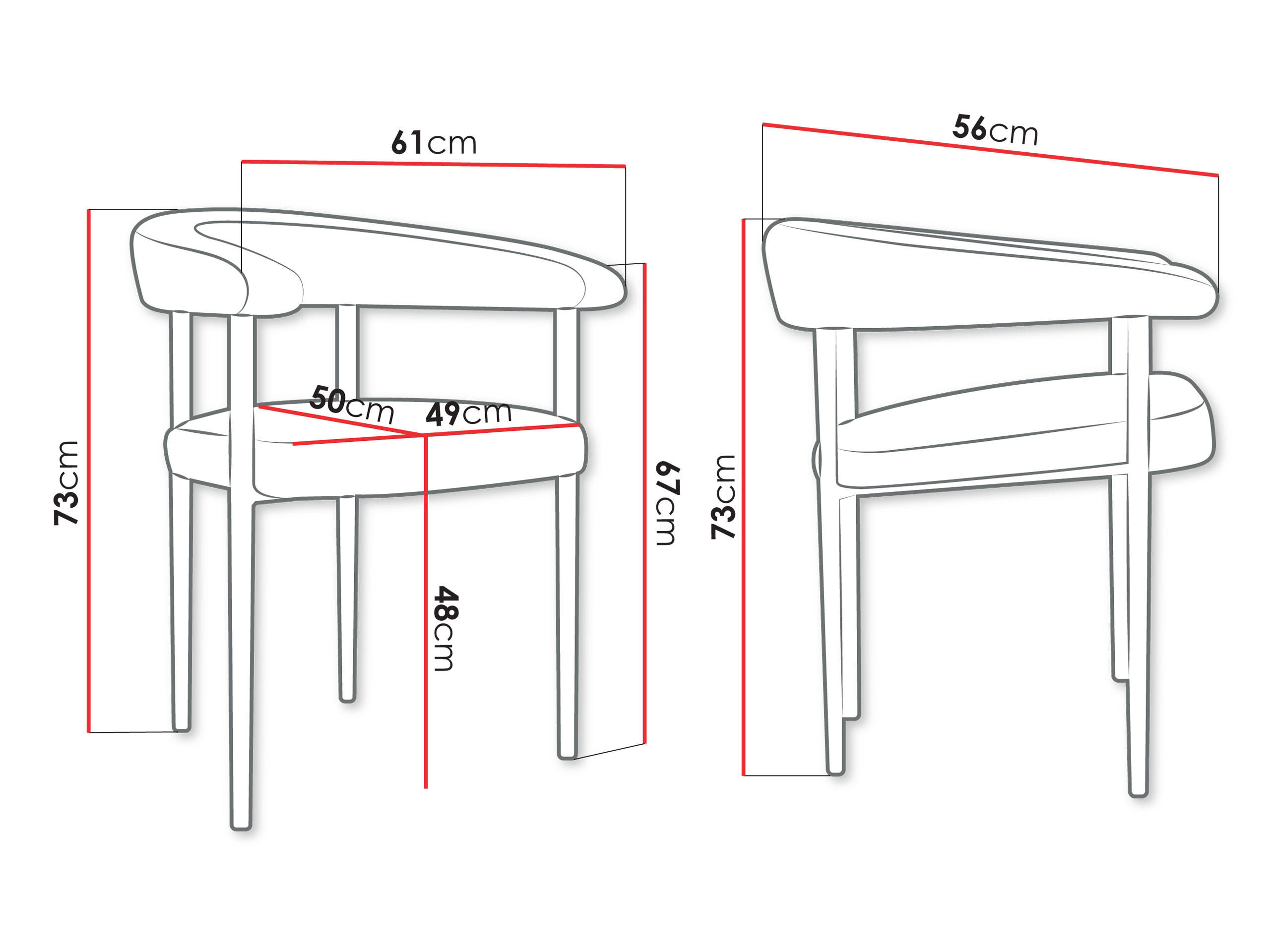 Thumbnail - Mirjan24 Polsterstuhl, Dunkelgrau, Textil, 1-Sitzer, 61x73x56 cm, Esszimmer, Stühle, Esszimmerstühle, Armlehnenstühle