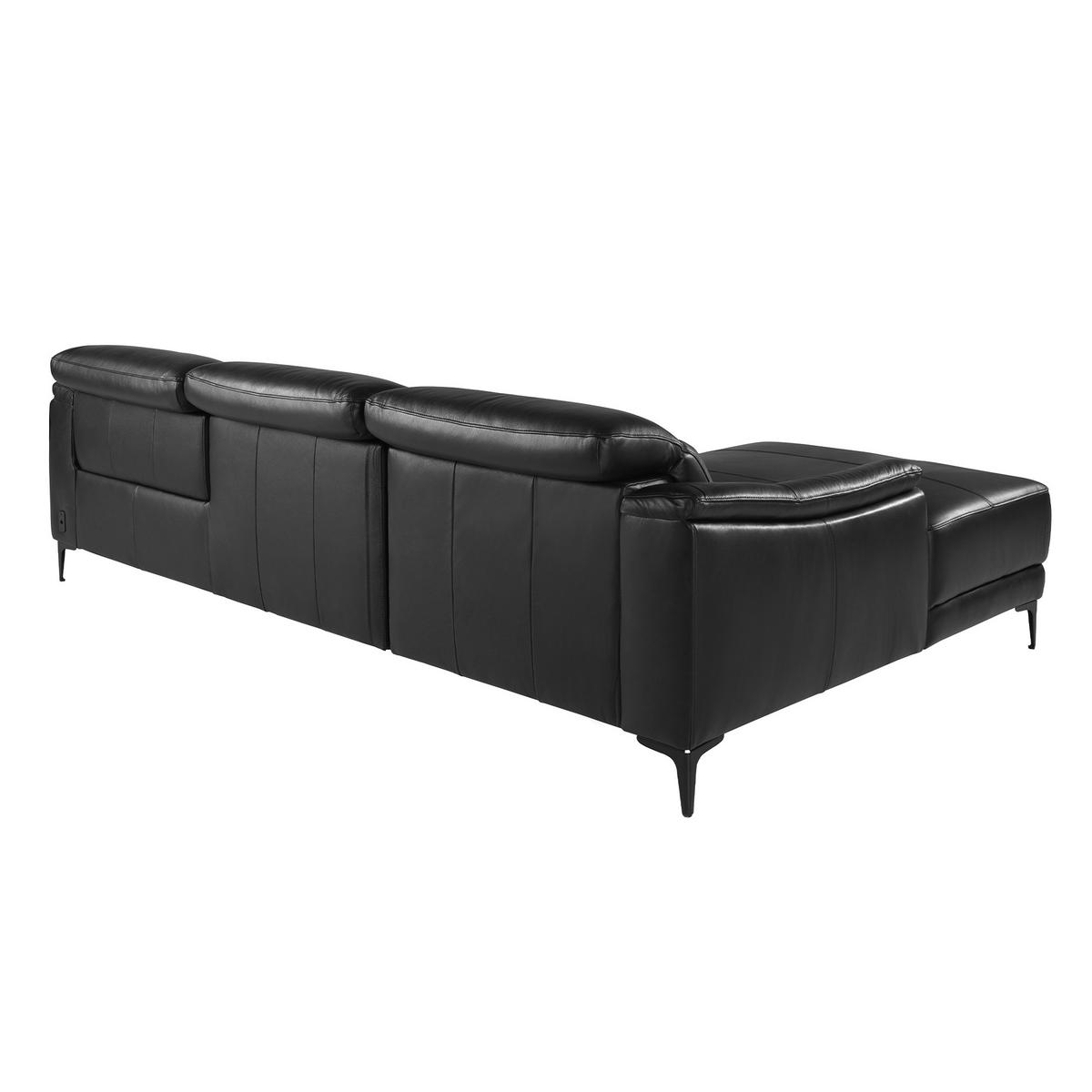 ECKSOFA Linkes Chaiselongue-Relaxsofa aus schwarzem Leder 272/168/96 cm - Schwarz, Leder (272/168cm) - ANGEL CERDA