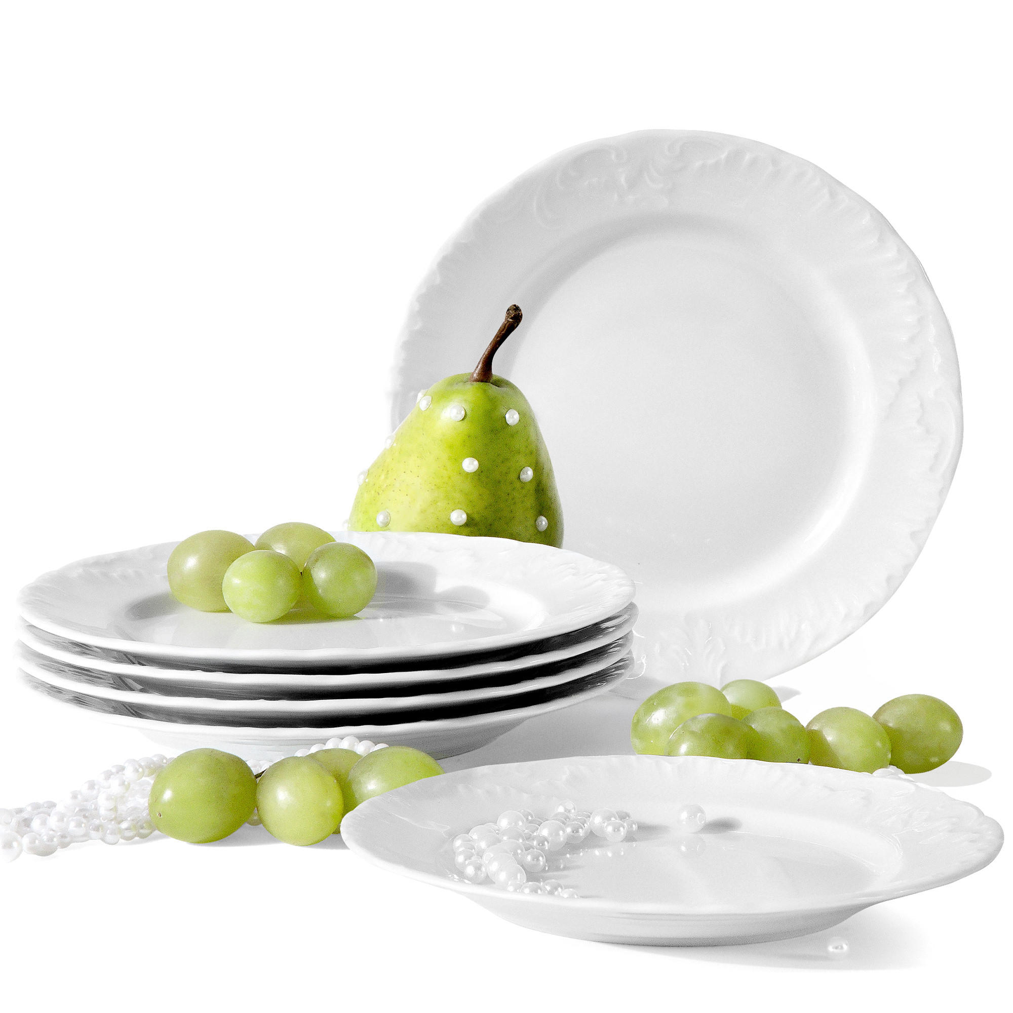 TELLER-SET DESSERTTELLER Cmielow Rococo 6-tlg - Weiß, Keramik (17cm) - KONSIMO®