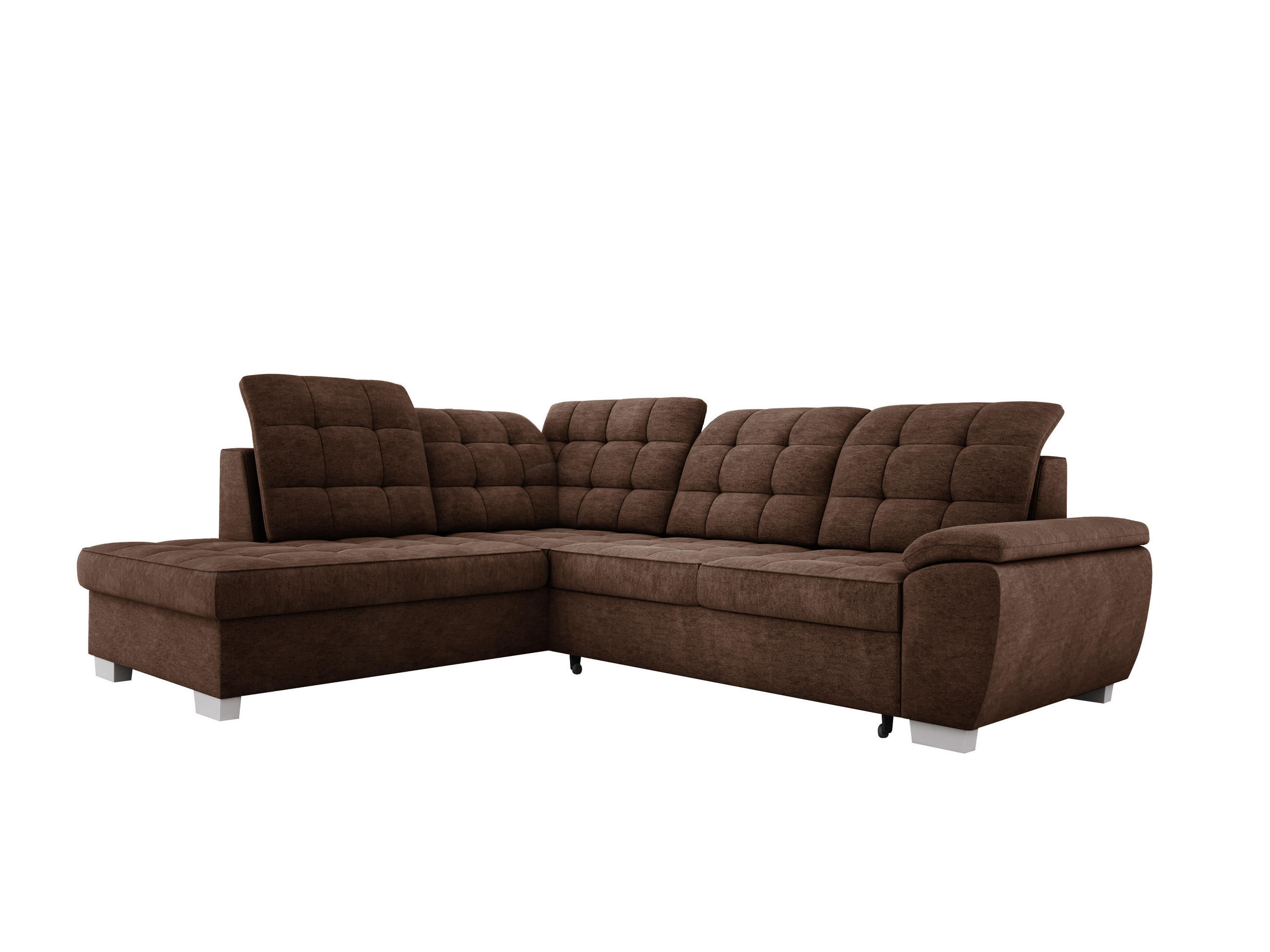 ECKSOFA LOTTA L-förmig Bettkasten verstellbare Kopfstützen hochwertige Verarbeitung lose Rückenkissen freistehend LINKS 212x258x106 cm Brown - Braun, Holz/Textil (212/258cm) - DomoHome