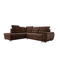 ECKSOFA LOTTA L-förmig Bettkasten verstellbare Kopfstützen hochwertige Verarbeitung lose Rückenkissen freistehend LINKS 212x258x106 cm Brown - Braun, Holz/Textil (212/258cm) - DomoHome