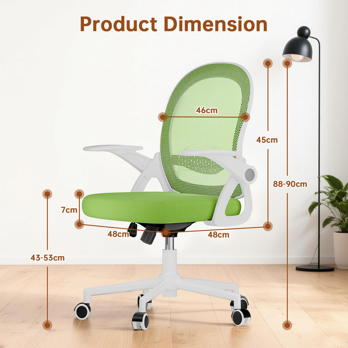 BÜROSTUHL Weiß-Bright Green ergonomisch mit Mesh Rückenlehne - Hellgrün, Metall (25/53/56cm) - Rattrix
