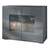 KOMMODE Grömitz Grau Hochglanz - Grau, Holzwerkstoff (92.5/75.5/35cm) - Vladon