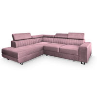 ECKSOFA NOLA L-S Lila Velours-Stoff mit Schlaffunktion - Lila, Holz (253/190cm) - MASSENO