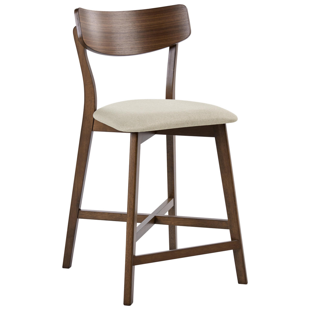 BARSTUHL 2er-Set Holz Braun/Beige Holly - Braun, Holz (49/93/54cm) - Beliani