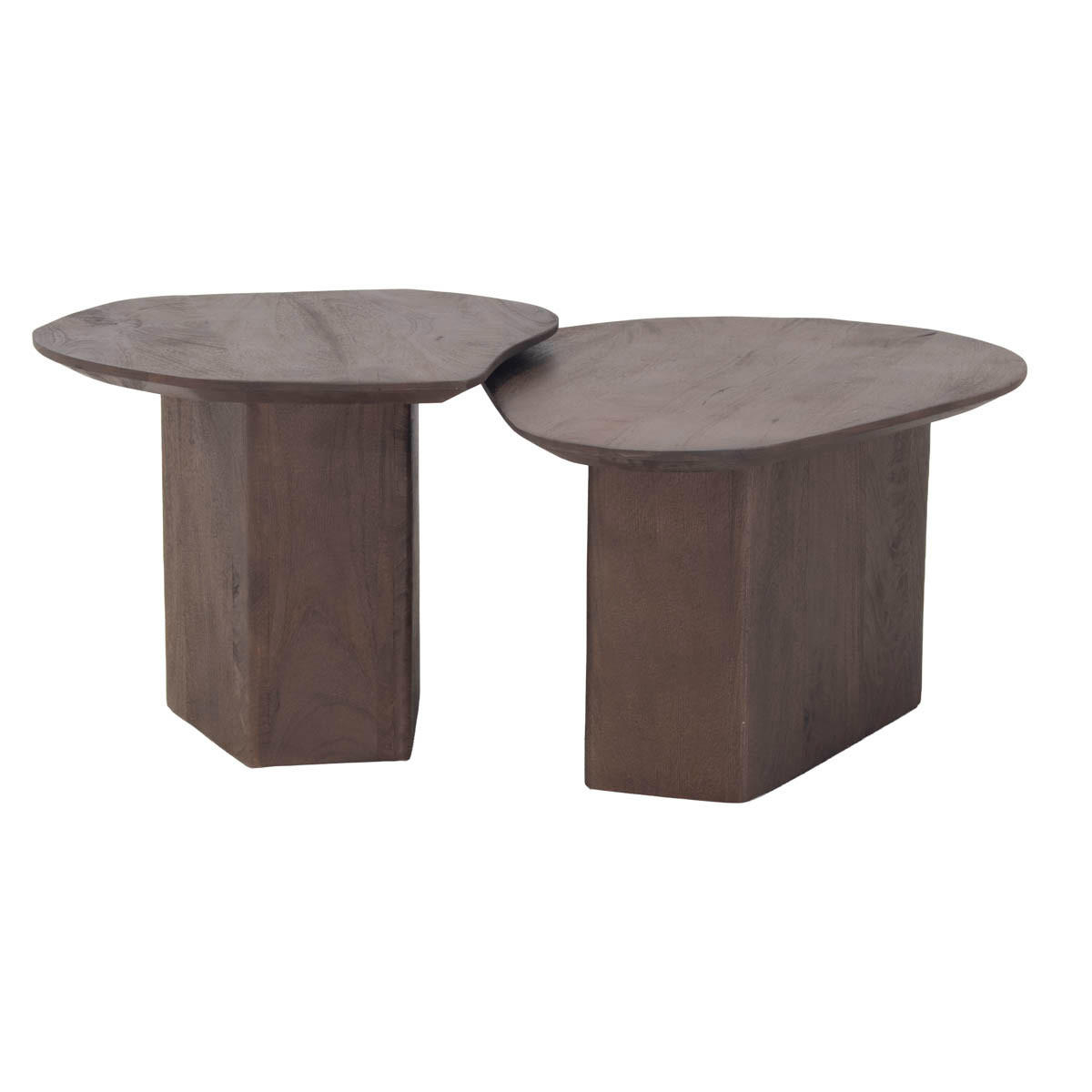 BEISTELLTISCH organisch 2er Set aus Mangoholz 70x60x35cm, braun - Braun, Holz (70/60/35cm) - Giga Meubel