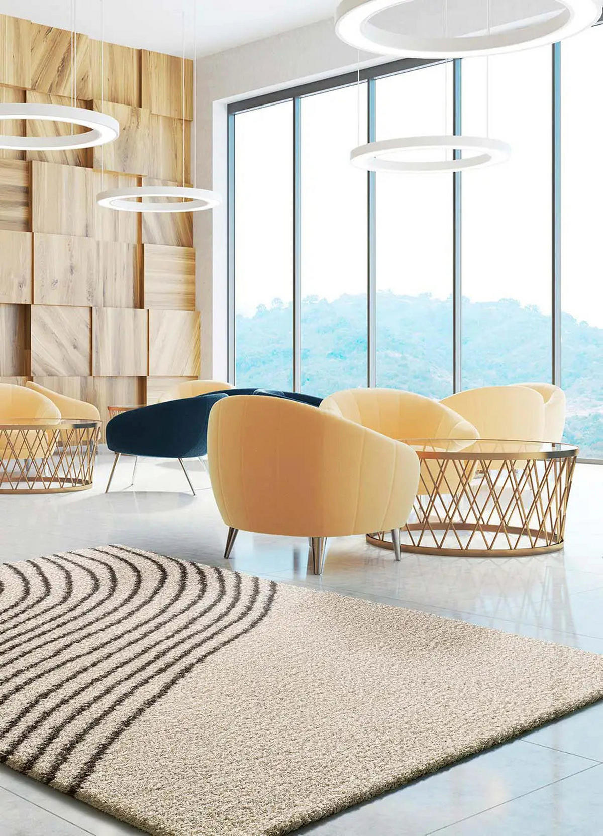 HOCHFLORTEPPICH Weiß / Schwarz Lush 120/180 cm - Schwarz/Weiß, Naturmaterialien/Textil (120/180cm) - Atticgo