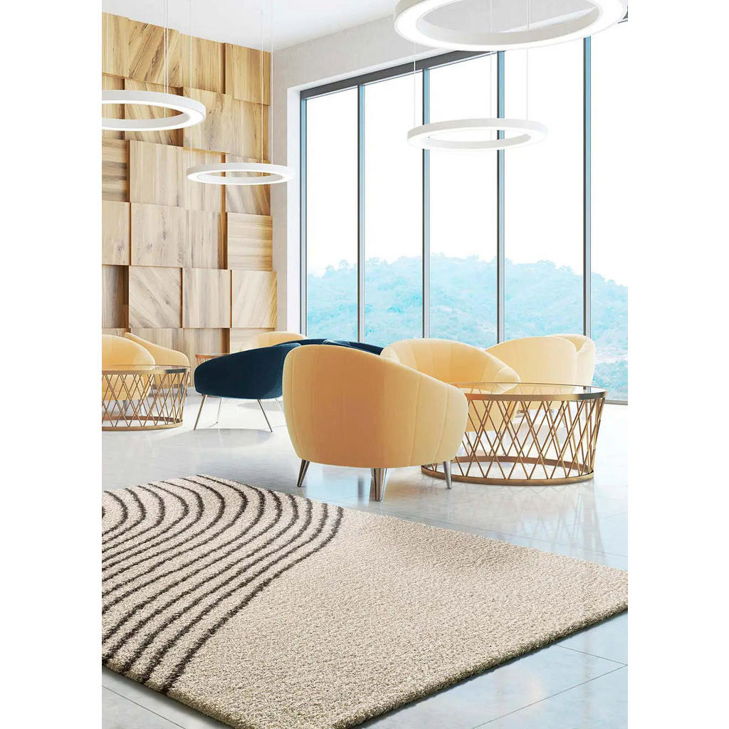 Thumbnail - Atticgo Hochflorteppich, Weiß, Schwarz, Textil, Abstrakt, Rechteckig, 160x230 cm, Oeko-Tex® Standard 100, antistatisch, ...