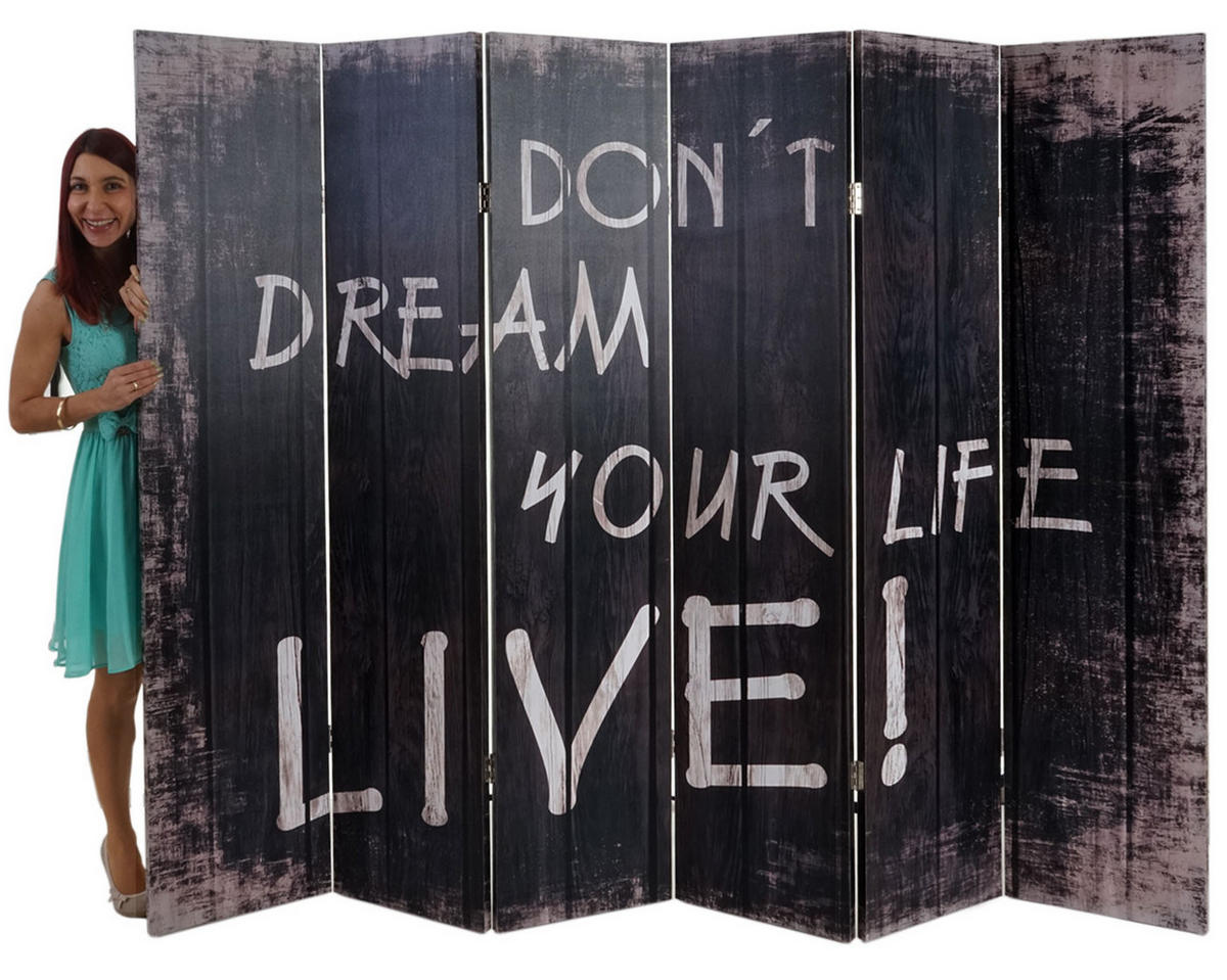 FOTO-PARAVENT RETRO Schwarz, Weiß - Schwarz/Weiß, Holz (240/180/2cm) - MCW