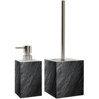 BADEZIMMER Set Granit - Schwarz, Kunststoff (7/17/7cm) - Sanilo