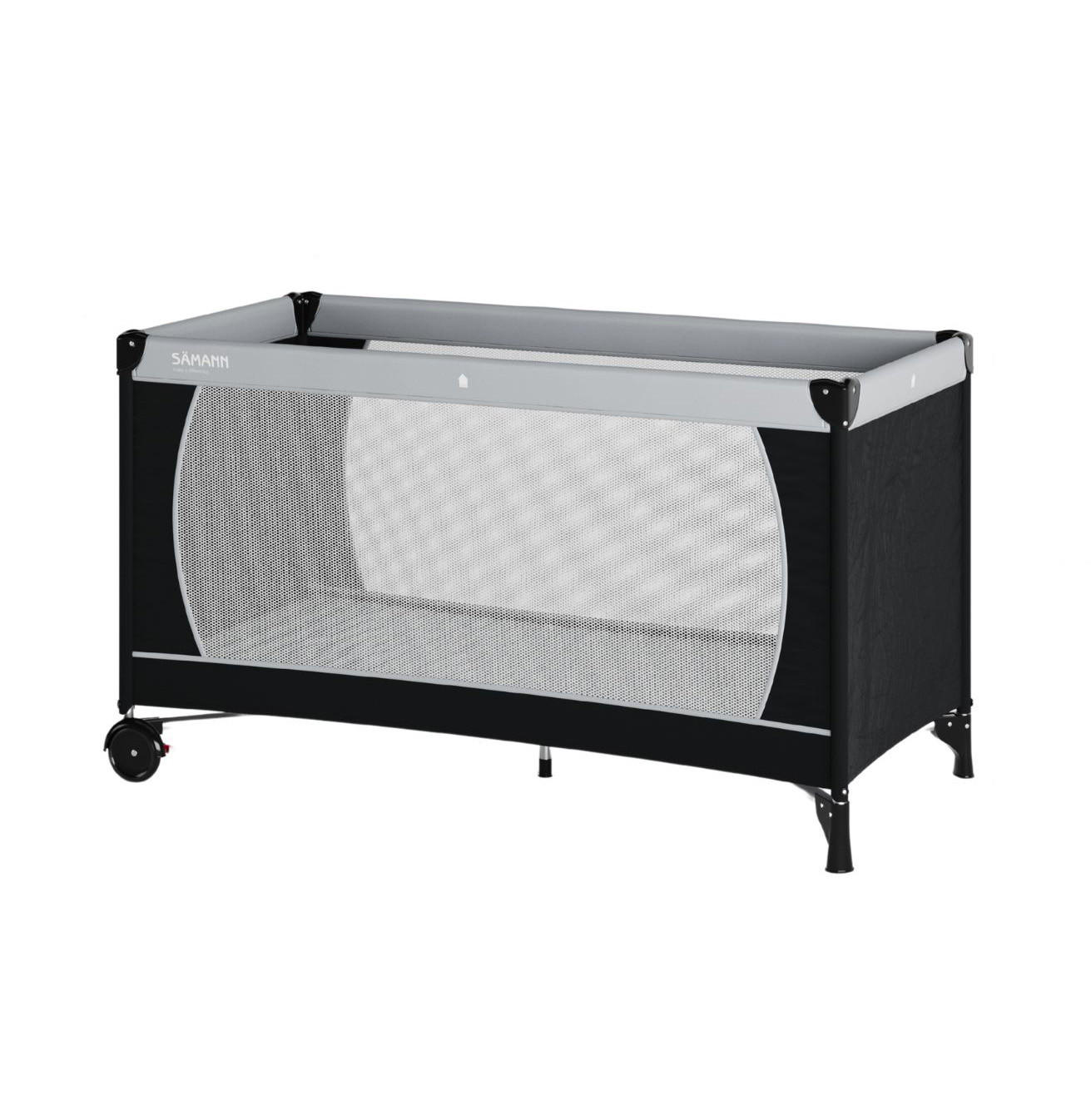 REISEBETT 60x120 cm - fold & go - mit Matratze Basic, schwarz/grau - Schwarz/Grau, Kunststoff (60/120cm) - Sämann – make a difference.