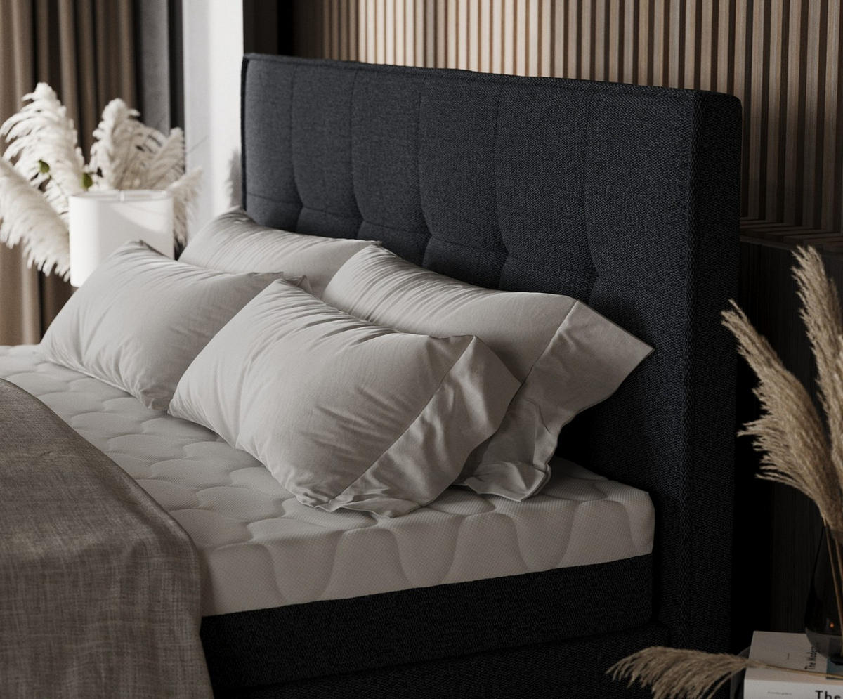 BOXBETT Arivo 200/200 cm Anthrazit im Riva Stoff - Anthrazit/Schwarz, Holz/Holzwerkstoff (200/200cm) - AltaBeds