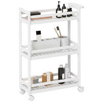 ROLLWAGEN Bambus Weiß - Weiß, Naturmaterialien/Holz (20/75/55cm) - HOMCOM
