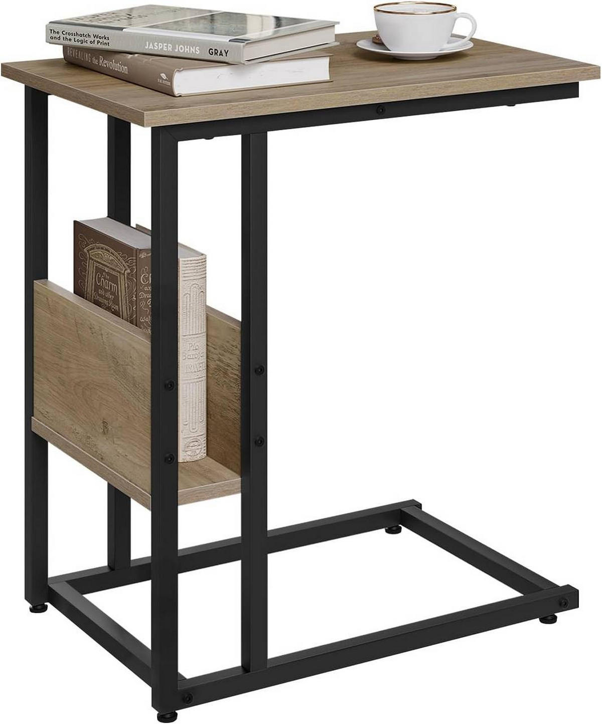 BEISTELLTISCH 55x36x59,5cm(BxTxH), Graue Holzoptik - Schwarz/Sonoma Eiche, Holzwerkstoff/Metall (36/55/59.5cm) - Woltu
