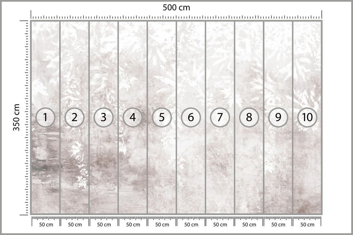 FOTOTAPETE für Küche Abstrakte Pflanzen auf Beton Vintage 500x350 - Beige/Braun, Papier (500/350cm) - Muralo