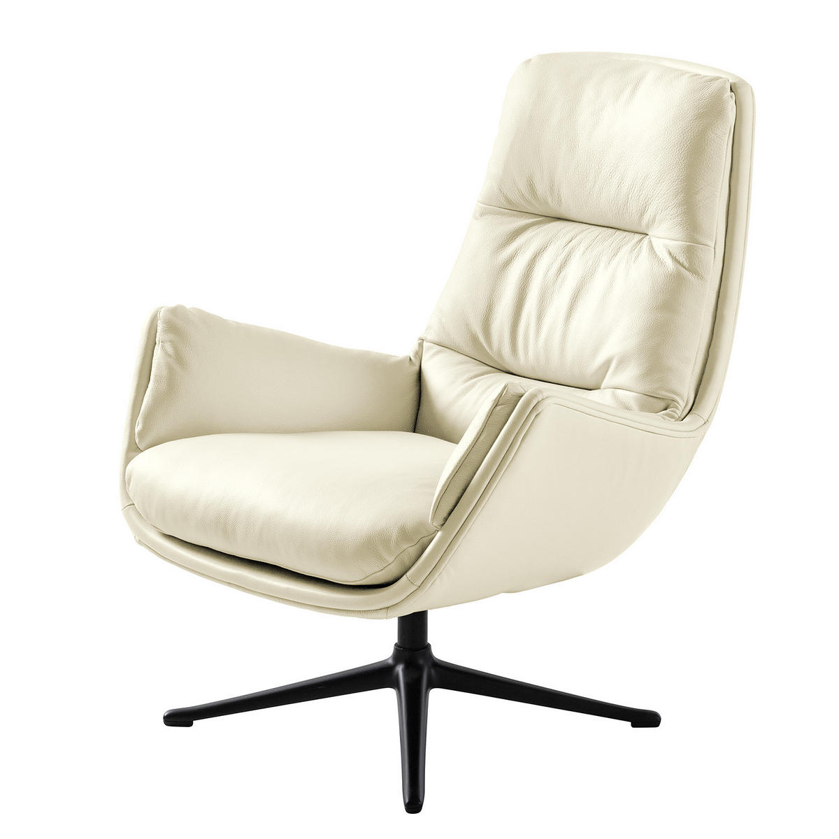 SESSEL mit Kreuzfuß - Schwarz/Weiß, Leder/Metall (83/95/97cm) - home24