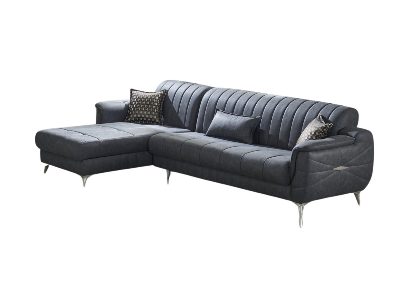 ECKSCHLAFSOFA Osorno Relax Ecksofa - Langer Schenkel Rechts - Anthrazit, Holzwerkstoff/Kunststoff (180/310cm)