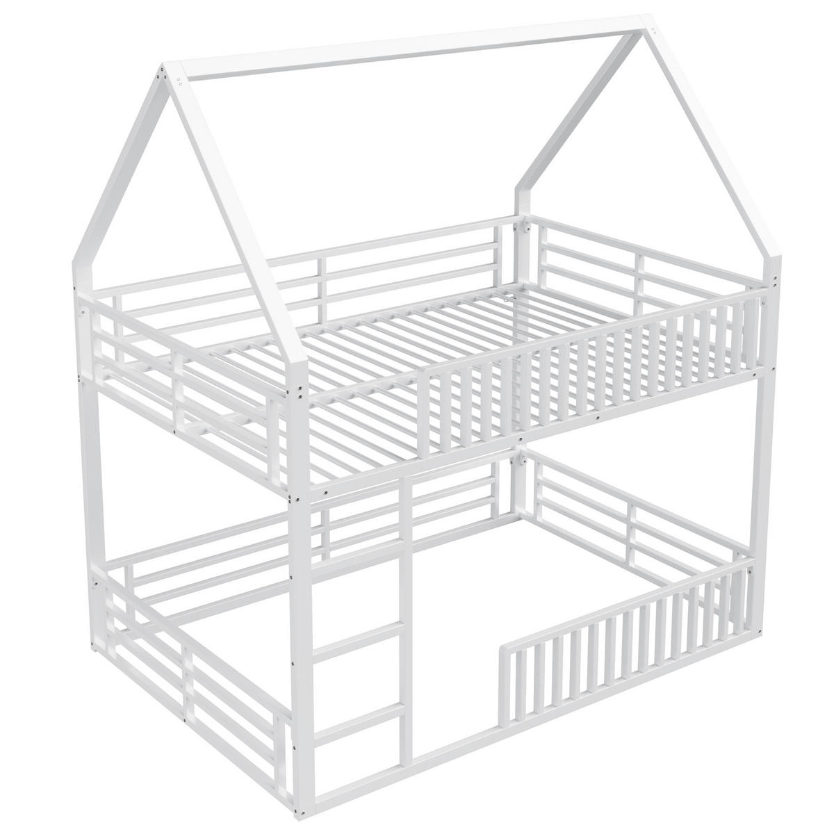 ETAGENBETT Modell Weiß 140 x 200 cm Hausform - Weiß, Metall (140/200cm) - ComfortXL