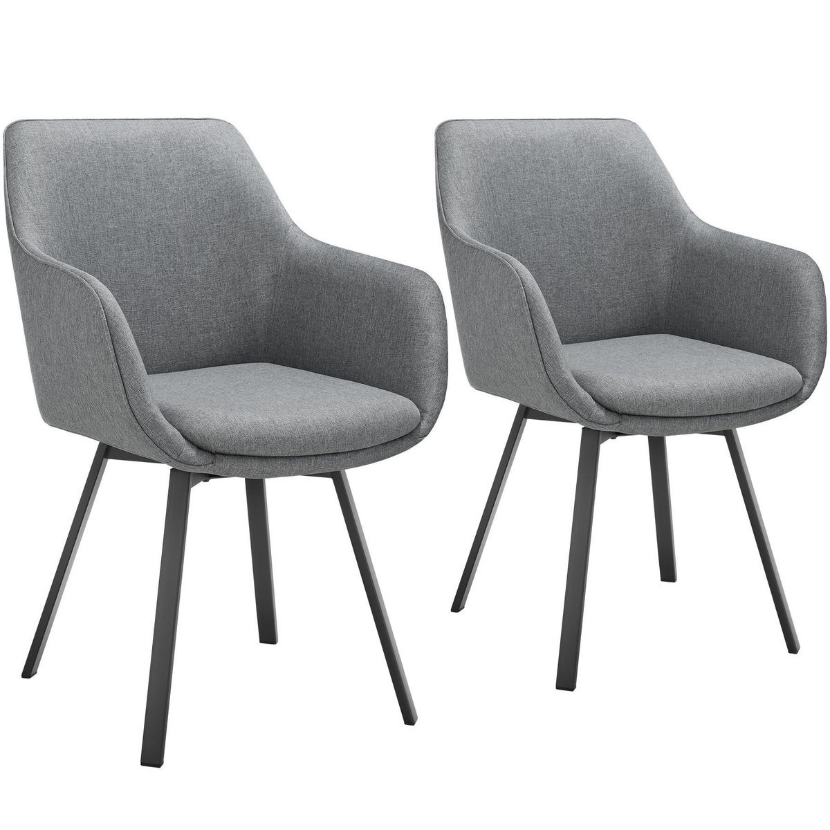ARMLEHNSTUHL 2er Set drehbar Alicon 0,57 x 59 x 88 cm, anthrazit - Anthrazit, Textil (57/88/59cm) - tectake