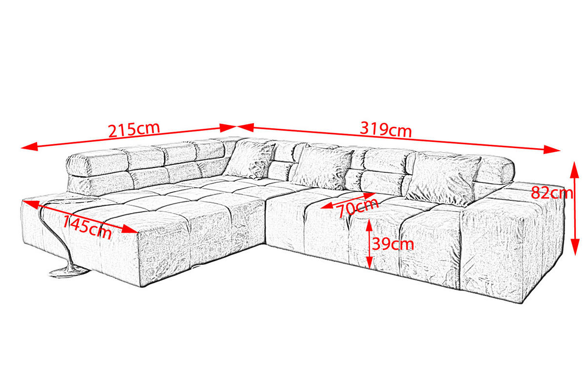 ECKSOFA NEVADA Schwarz Velvet - Schwarz, Textil (319/215cm) - KAWOLA