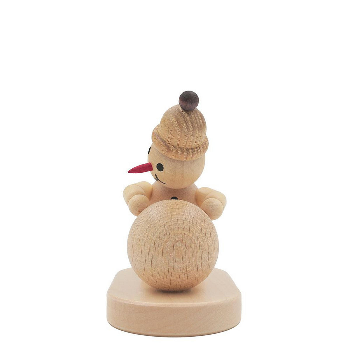 HOLZFIGUR Schneemann Junior mit Schneekugel unten auf Sockel 9 cm - Multicolor, Holz (9/1/0.1cm)