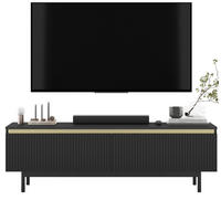 TV-SCHRANK Selene Schwarz Matt mit Metallrahmen 140 cm - Schwarz, Holzwerkstoff (140/44/35cm) - Meble Lindner