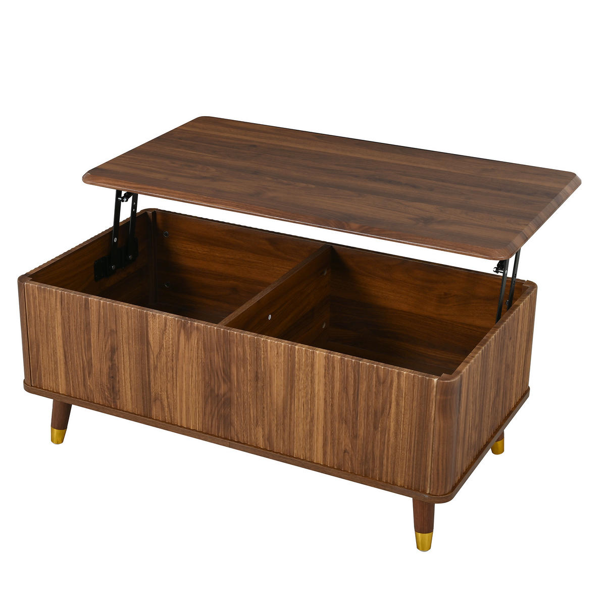 COUCHTISCH aus MDF 97x52x56,5 cm in Walnuss mit höhenverstellbarer Tischplatte - Walnussfarben, Holzwerkstoff (97/52/56.5cm) - Modfu