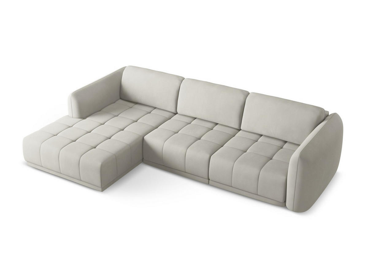 ECKSOFA Links Chenille Stoff Beige - Beige/Schwarz, Kunststoff/Textil (170/290cm) - Makamii