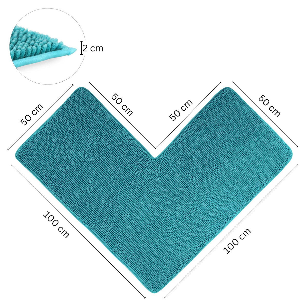 ECKBADEMATTE PARIS - Petrol, Textil (100/100cm) - WohnDirect