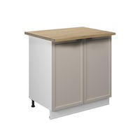 SPÜLENUNTERSCHRANK Fame-Line GrauBeige 80 cm mit Regal, AP Eiche - Weiß/Grau, Holzwerkstoff (80/82/60cm) - Vicco