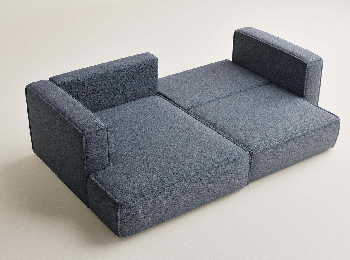 ECKSOFA MIT SCHLAFFUNKTION Velto Blau Grau Webstoff - Blaugrau/Schwarz, Holz/Holzwerkstoff (152/250cm) - Maison de Reve