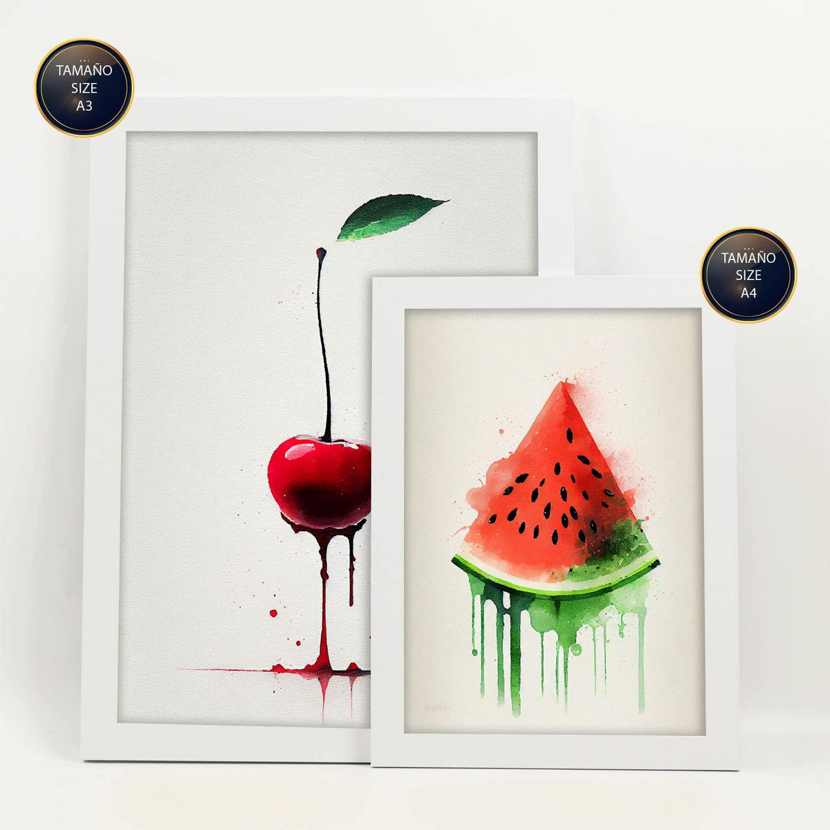 POSTER Set Mit 6 Rote Früchte Plakate Von Obst, Gemüse & Gesunden Lebensmitteln Im Aquarell Kunst Auf Reinweißen Hintergründen A3 & A4 Weißer Rahmen - Weiß, Papier (29/3cm) - Nacnic