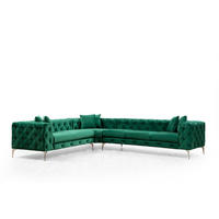 ECKSOFA mit großzügiger XXL Sitzfläche für die ganze Familie - Chromfarben/Grün, Holz/Textil (310/270cm) - myHomelando