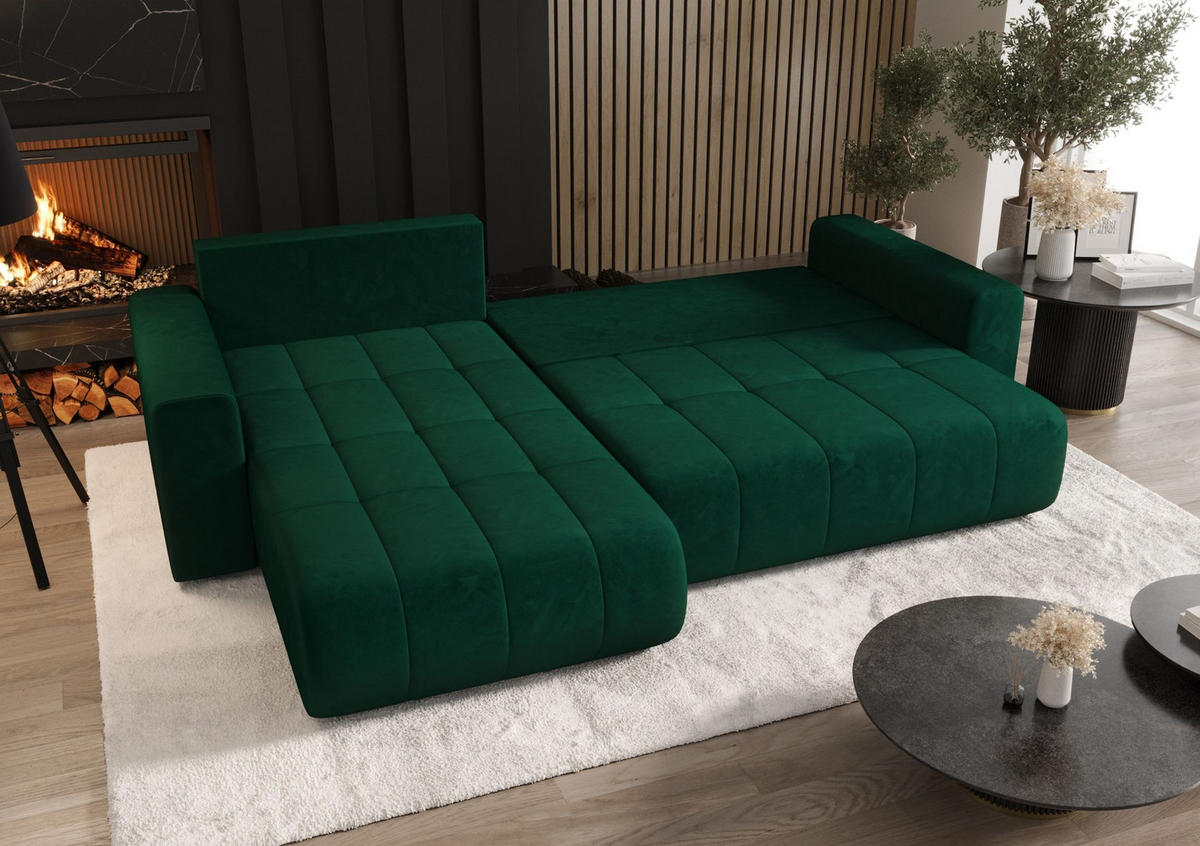 ECKSOFA Bari mit Schlaffunktion Weiß Links - Beige, Textil (280/175cm) - Cornero