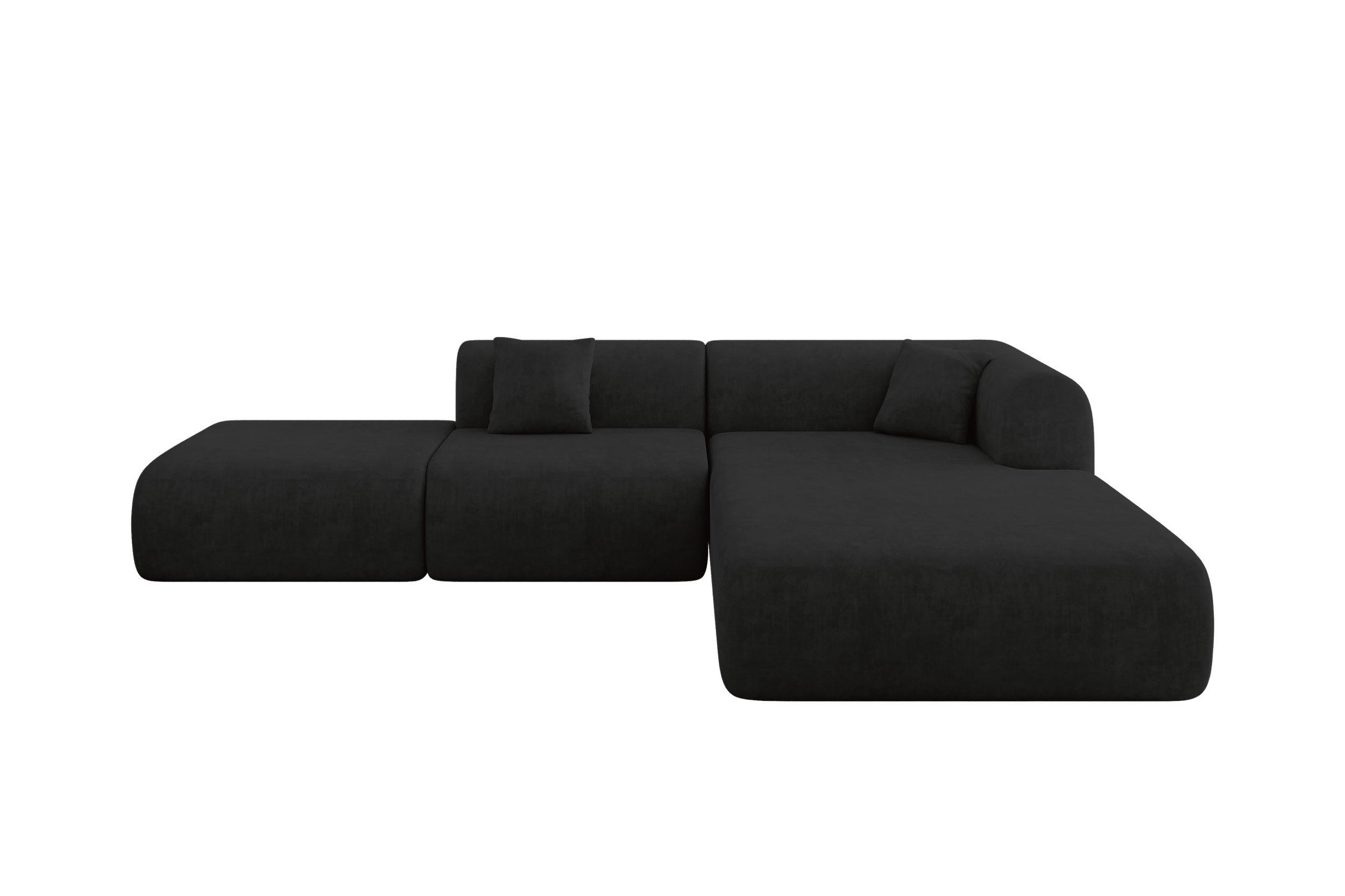 ECKSOFA Ottomane Rechts OVLY-L 289x176x71 Schwarz Samt - Schwarz, Holzwerkstoff/Kunststoff (289/176cm) - ALTDECOR