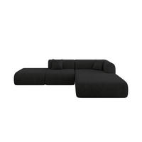 ECKSOFA Ottomane Rechts OVLY-L 289x176x71 Schwarz Samt - Schwarz, Holzwerkstoff/Kunststoff (289/176cm) - ALTDECOR