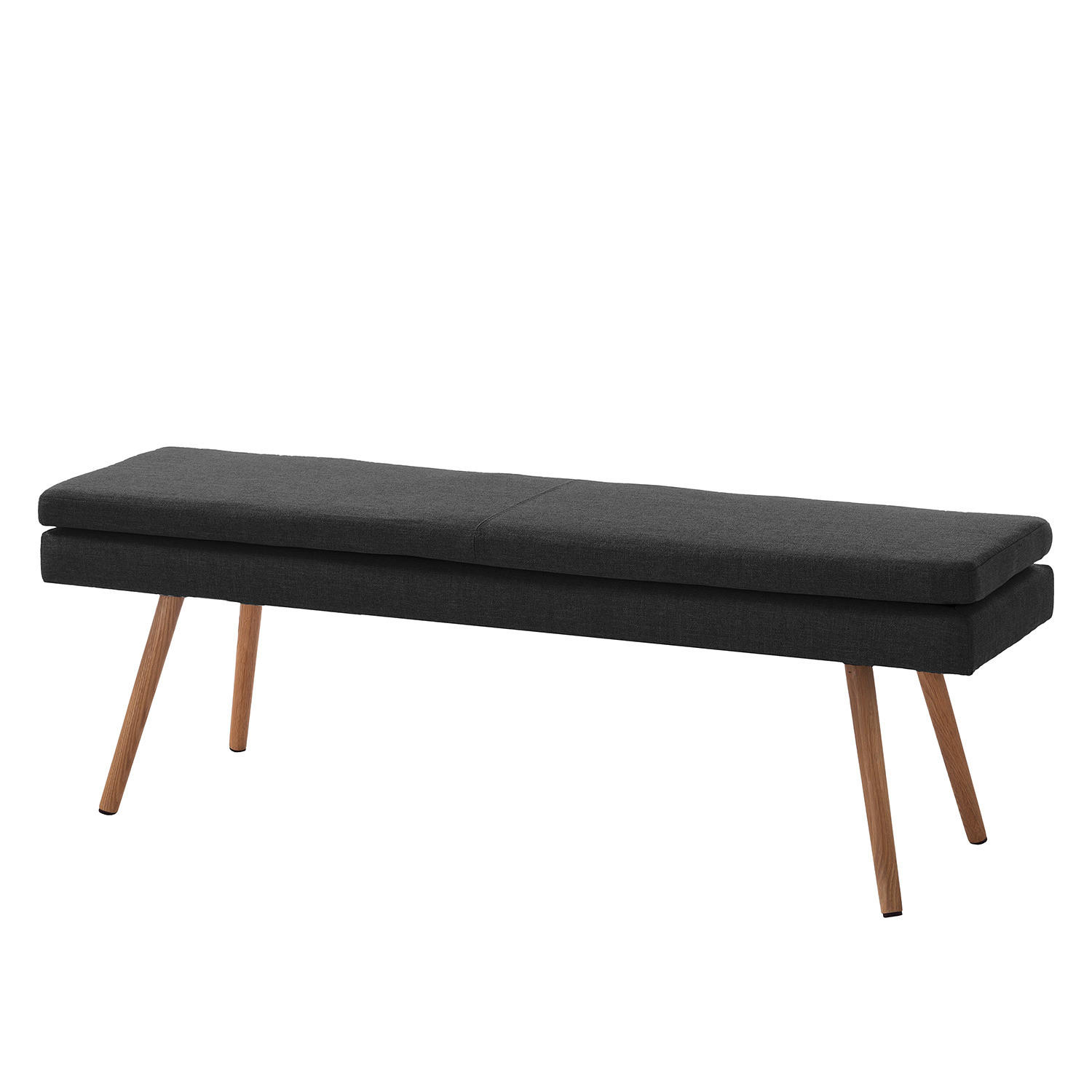 SITZBANK - Textil / Massivholz - Eichefarben/Anthrazit, Eichenholz/Holz (140/48/41cm) - home24