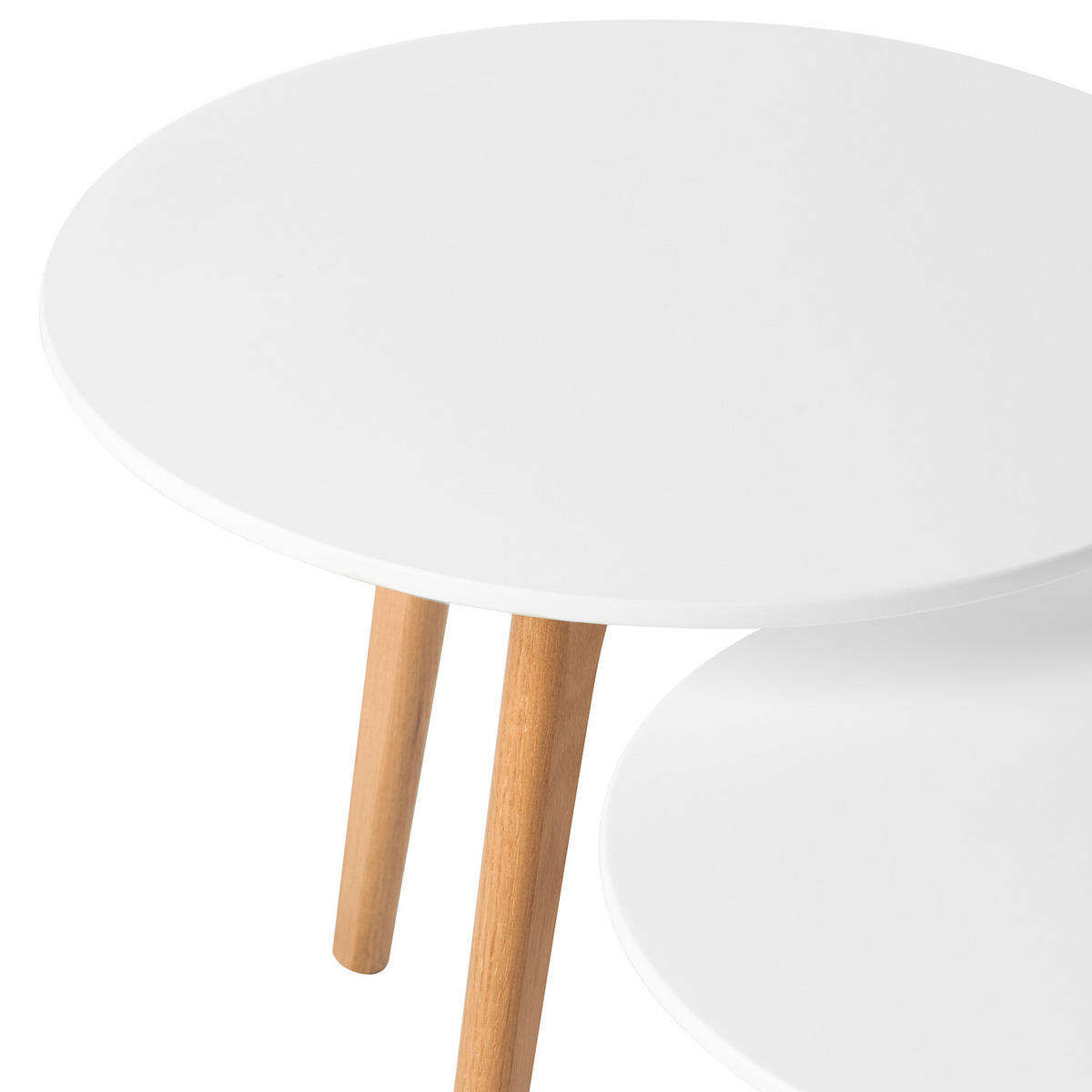 BEISTELLTISCH-SET - 2-teilig - Eiche teilmassiv - Matt Weiß - Weiß, Holz/Holzwerkstoff (50/50/45cm) - home24