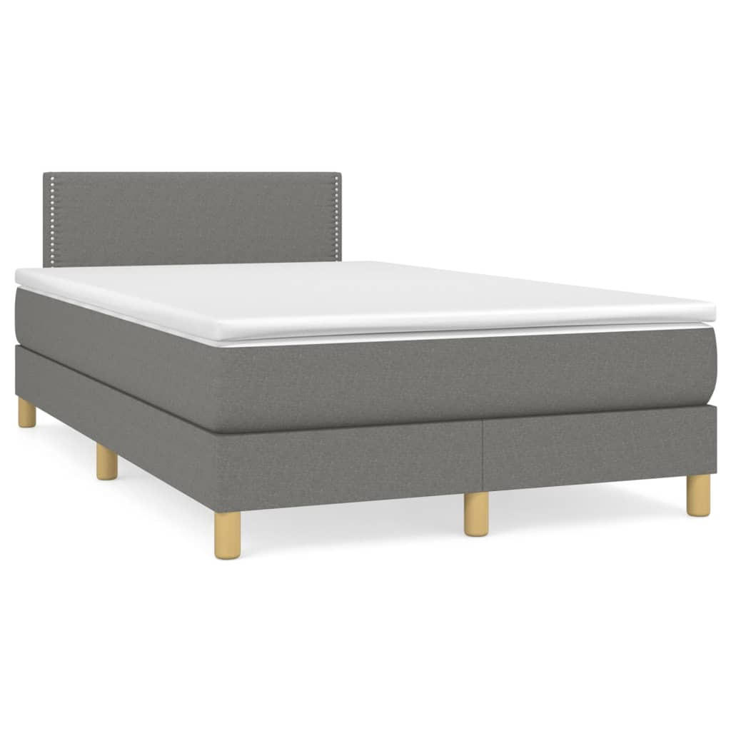 BOXSPRINGBETT MIT MATRATZE DUNKELGRAU 120X200 CM STOFF - Dunkelgrau, Holz/Textil - vidaXL